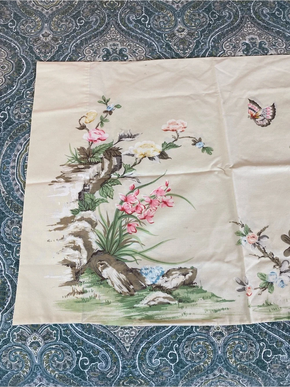 Asian Japanese pillow case by Springmaid floral garden w/butterfly